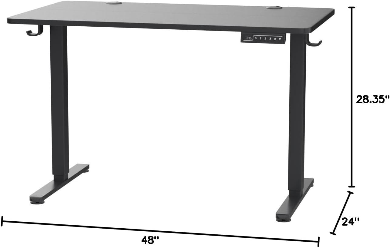 Height Adjustable Electric Standing Desk, 48 X 24 Inches Sit Stand up Desk, Memory Computer Home Office Desk (Black)